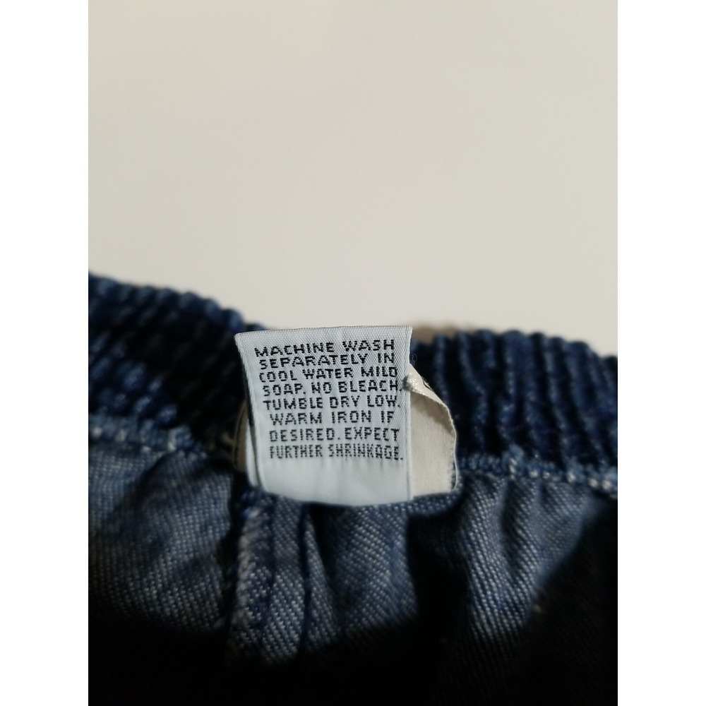 Vtg 80s Skirt A-Line Long Dark Wash Denim Mom S Pleats Elastic Pockets Modest - Picture 11 of 14